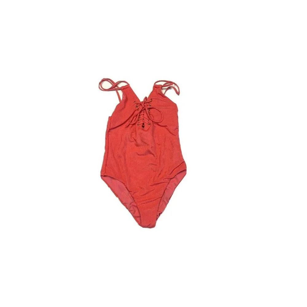 Hula Honey S Pink Lace Up Swimsuit One Piece